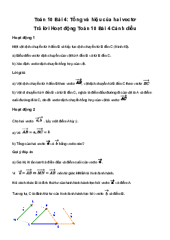 Giải Toán 10 Bài 4: Tổng và hiệu của hai vectơ | Cánh diều