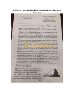 Đề thi học kì 1 lớp 9 môn Toán Phòng GD&ĐT quận Tân Phú năm học 2019 - 2020