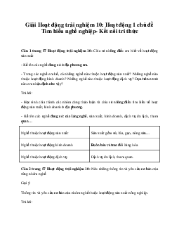 Giải Hoạt động trải nghiệm 10: Hoạt động 1 chủ đề 9 Kết Nối Tri Thức