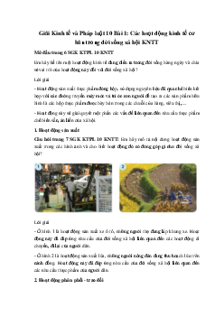 Giải Kinh tế và Pháp luật 10 Bài 1: Các hoạt động kinh tế cơ bản trong đời sống xã hội Kết nối tri thức