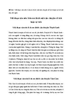 Viết đoạn văn nêu lí do em thích một câu chuyện cổ tích hoặc sự tích Tiếng việt 4 Chân trời sáng tạo