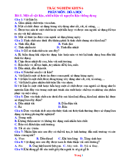 Trắc nghiệm KHTN 6 môn Hóa cánh diều học kỳ 2 (có đáp án)