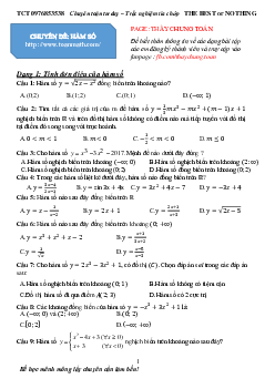 Tuyển chọn các bài toán đặc sắc về hàm số – Nguyễn Chí Chung Toán 12