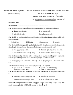 Đề thi thử theo cấu trúc Đề minh họa 2021 môn GDCD có đáp án số 6