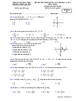 Đề thi thử Toán THPT Quốc gia 2019 lần 1 trường THPT chuyên Đại học Vinh – Nghệ An