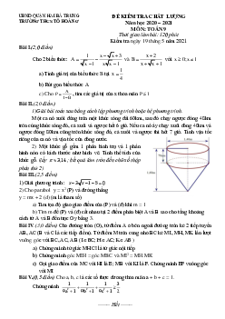 Đề kiểm tra chất lượng Toán 9 năm 2020 – 2021 trường THCS Tô Hoàng – Hà Nội