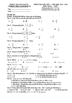 Đề thi giữa kì 1 Toán 7 năm 2021 – 2022 trường THCS Nguyễn Huệ – Quảng Nam