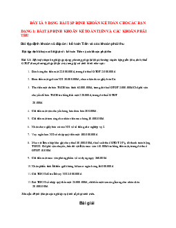 Tổng hợp 9 dạng bài tập môn Nguyên lý kế toán có hướng dẫn giải và đáp án