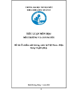 Ô nhiễm môi trường nước tại Việt Nam | Tiểu luận môn Môi trường và con người | Trường Đại học Thủ Dầu Một