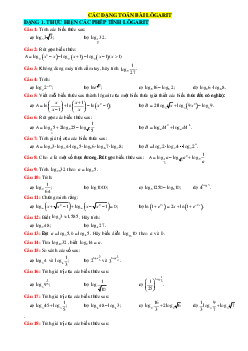 Các dạng toán bài lôgarit (có lời giải chi tiết)