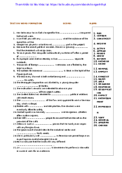 TEST ON WORD FORMATION - ôn thi học sinh giỏi