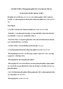 Sinh học 10 Bài 2: Phương pháp nghiên cứu và học tập môn Sinh học - Kết Nối Tri Thức