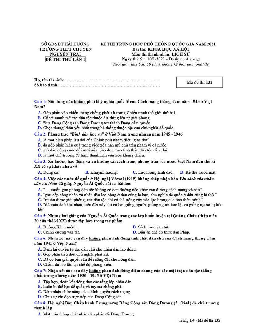 Đề thi thử THPT Quốc Gia 2021 môn Sử trường chuyên Nguyễn Trãi lần 1 (có đáp án)
