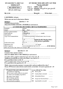 Đề thi chọn học sinh giỏi Tiếng Anh 9 tỉnh Quảng Nam năm học 2019-2020
