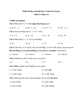 Đề kiểm tra cuối tuần Toán lớp 2| Chân trời sáng tạo - Tuần 22 (nâng cao)