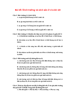 Trắc nghiệm Sinh học 10 Bài 25: Sinh trưởng và sinh sản ở vi sinh vật | Chân trời sáng tạo