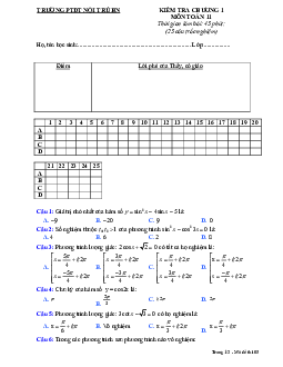 Đề kiểm tra chương 1 Toán 11 trường PTDT Nội Trú – Hà Nội