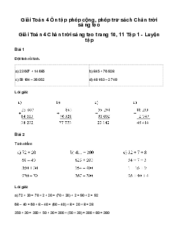 Giải Toán lớp 4 Bài 2: Ôn tập phép cộng, phép trừ| Chân Trời Sáng Tạo