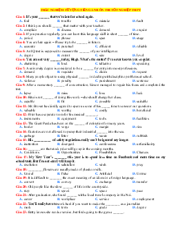 TOP 50 câu trắc nghiệm từ vựng tiếng anh ôn thi tốt nghiệp THPT (có đáp án)