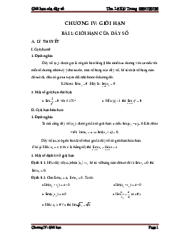 Giới hạn của dãy số, giới hạn của hàm số và hàm số liên tục – Lê Hải Trung