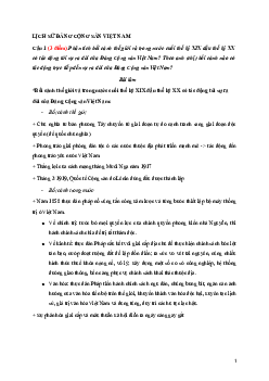 Đề cương "Lịch sử Đảng" (có đáp án)