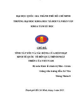 Tiểu luận cuối kì | Kinh Tế Chính Trị Mác - Lênin | Đại học Khoa học Xã hội và Nhân văn, Đại học Quốc gia Thành phố HCM