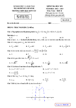 Đề học kì 1 Toán 12 năm 2022 – 2023 trường THPT Đào Sơn Tây – TP HCM