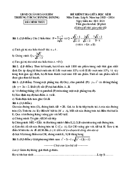 Đề thi giữa học kì 2 Toán 9 năm 2023 – 2024 trường THCS Chương Dương – Hà Nội
