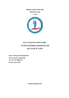 Báo cáo - Kế hoạch kinh doanh quán trà sữa sen môn Khởi nghiệp | Đại học Đồng Tháp