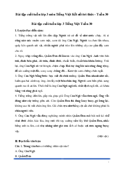 Bài tập cuối tuần lớp 3 môn Tiếng Việt Kết nối tri thức - Tuần 30