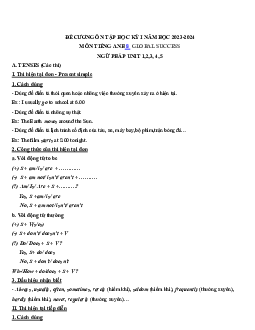 Đề cương ôn tập học kì 1 môn Tiếng Anh 8 sách Kết nối tri thức với cuộc sống