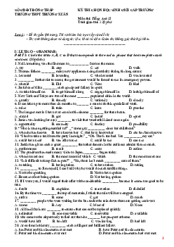 Kỳ Thi Chọn Học Sinh Giỏi Cấp Trường Trường Thpt Trường Xuân, Đồng Tháp Môn Thi Tiếng Anh 11 (có đáp án)