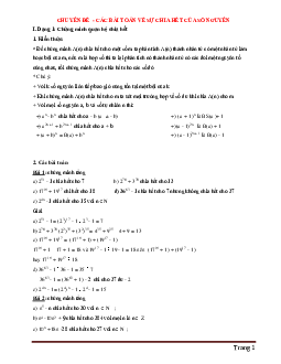 Chuyên đề các bài toán về sự chia hết của số nguyên Toán 8