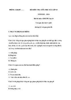 Đề thi giữa học kì 2 môn Giáo dục kinh tế và Pháp luật 10 năm 2023 - 2024 (Sách mới) | Kết Nối Tri Thức đề 1