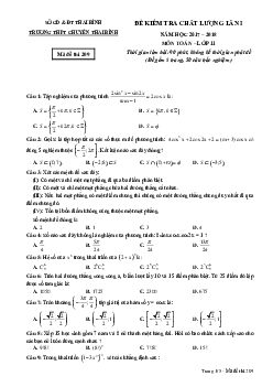 Đề kiểm tra chất lượng lần 1 năm học 2017 – 2018 môn Toán 11 trường THPT chuyên Thái Bình