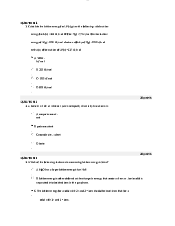 Chem eng - Quiz W5 - Chemical bonding 1