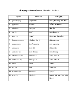 Từ vựng tiếng anh 11 Unit 7 Artists | Friends Global