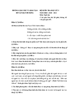 Đề thi học kì 1 Văn 9 Phòng GD&ĐT huyện Đan Phượng năm 2020 - 2021