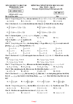 Đề Thi Cuối HK2 Môn Toán 12 Sở GD Quảng Nam 2021-2022 Có Đáp Án