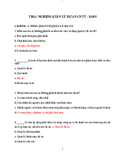 Trắc nghiệm ôn tập Quản lý dự án | Trường Đại học CNTT Thành Phố Hồ Chí Minh