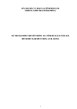 Đề thi Olympic 10 tháng 3 lần thứ 5 môn Tiếng Anh năm 2021 lớp 10 THPT Phan Đình Phùng