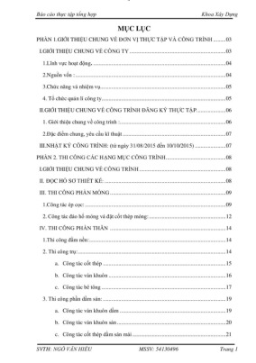 Báo cáo thực tập tốt nghiệp ngành xây dựng | Môn Báo cáo thực tập tốt nghiệp - Đại học Vinh