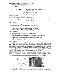 Đề thi HK2 Toán 9 năm học 2019 – 2020 trường THCS Quang Trung – TP HCM