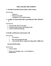 Topic english 2 for students - Tiếng anh B2 ôn tập | Đại học Nội Vụ Hà Nội