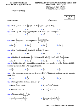 Đề kiểm tra 1 tiết Giải tích 12 chương 3 năm 2018 – 2019 trường Quỳnh Lưu 1 – Nghệ An