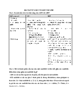 Bài tập Sinh học lớp 10: Axit nuclêic