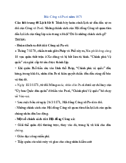 Giải SGK Lịch sử 8 bài 10: Công xã Pa-ri năm 1871 | Chân trời sáng tạo