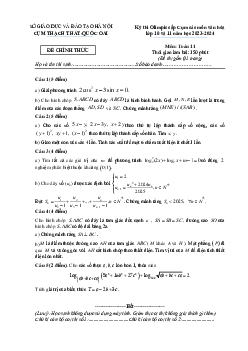 Đề thi Olimpic Toán 11 năm 2023 – 2024 cụm Thạch Thất & Quốc Oai – Hà Nội