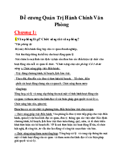 Đề cương Quản trị hành chính văn phòng | Trường Đại học Kinh tế và Quản trị Kinh doanh, Đại học Thái Nguyên