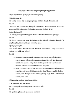 Giải Công nghệ 6 Bài 4: Sử dụng năng lượng trong gia đình | Cánh diều